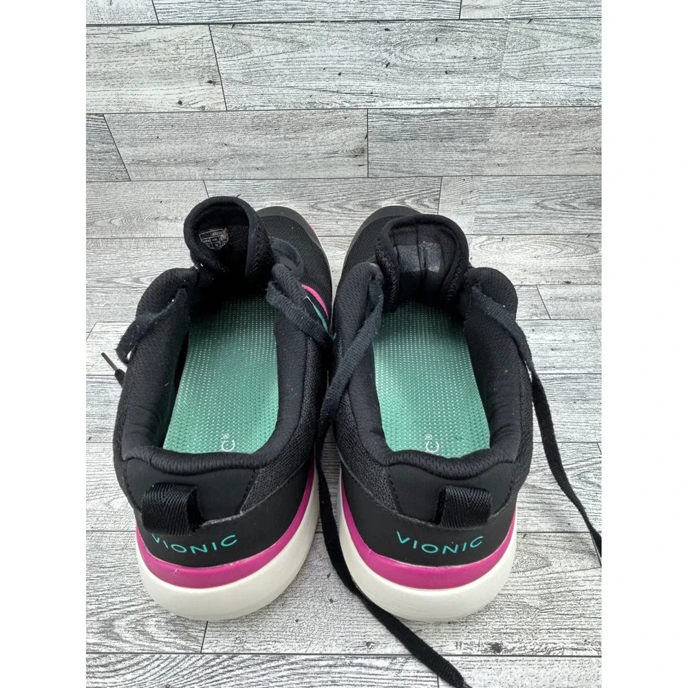 Vionic Jolisa Women Walking Shoes Black Pink Teal Mesh Lace Up Sneakers Size 12